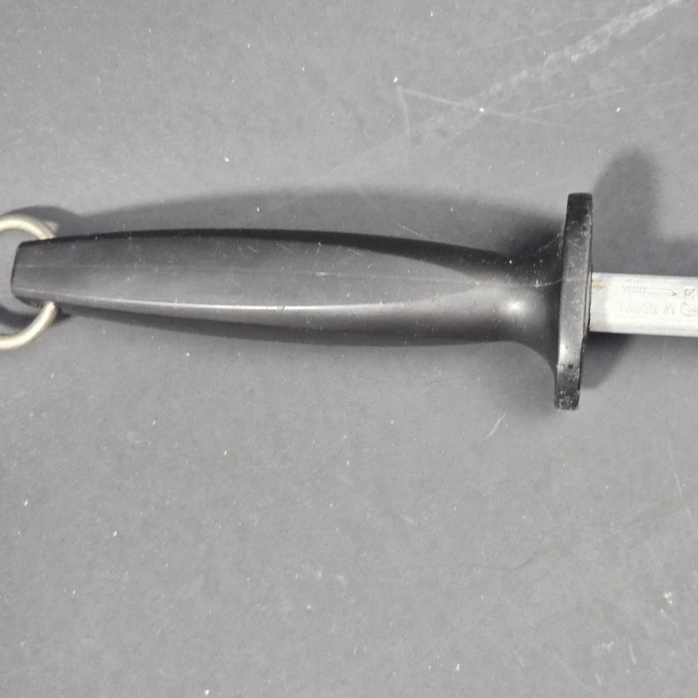 Vintage F Dick Sharpening Steel Rod Made In Germany Black Handle 12